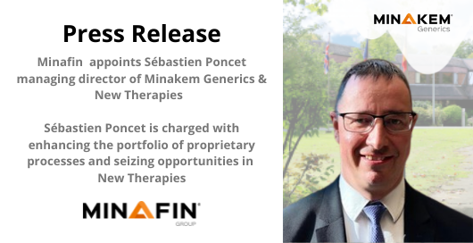 Minafin  appoints Sébastien Poncet managing director of Minakem Generics & New Therapies