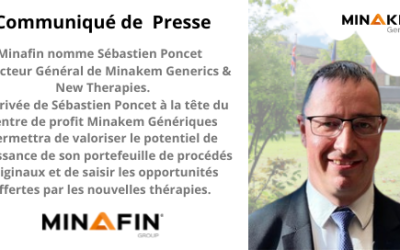 Minafin nomme Sébastien Poncet Directeur Général de Minakem Génériques et & Nouvelles Thérapies